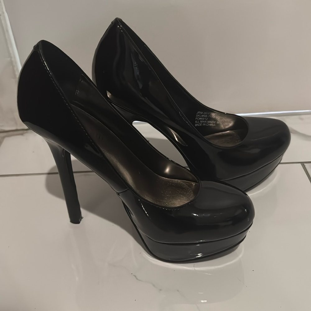 Black 2000s heels 5 inch platform heels